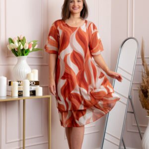 Rochie dama Frances caramiziu cu imprimeu abstract