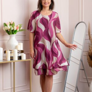Rochie dama Frances fuchsia cu imprimeu abstract