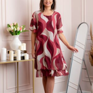 Rochie dama Frances grena cu imprimeu abstract