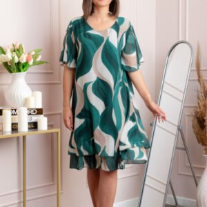 Rochie dama Frances verde cu imprimeu abstract