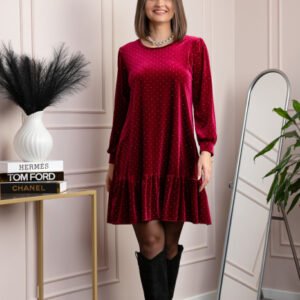 Rochie din catifea grena Alessia