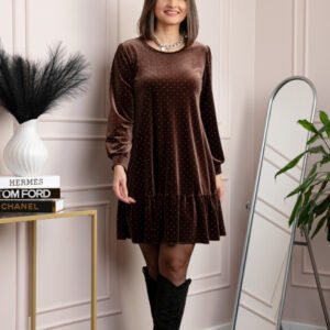Rochie din catifea maro Alessia