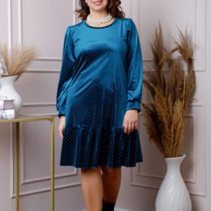 Rochie din catifea turcoaz Alessia