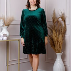Rochie din catifea verde Alessia