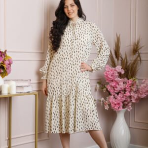 Rochie eleganta Antoinette ecru cu volanase