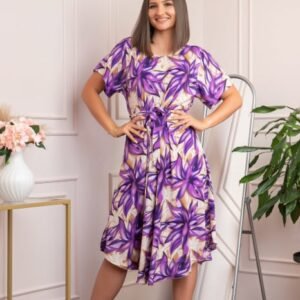 Rochie eleganta Olive cu imprimeu exotic mov
