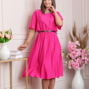 Rochie eleganta ciclam Leona cu maneci fluture