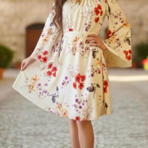 Rochie eleganta din barbie cu imprimeu floral Andrada
