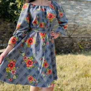 Rochie eleganta din barbie cu imprimeu floral Gala